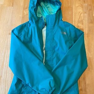 Girls North Face Rain Jacket -Size 7/8 Teal Color